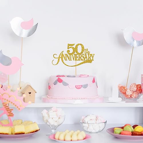 Gold Glitter 50Th Anniversary Cake Topper - For 50Th Wedding Anniversary / 50Th Anniversary Party / 50Th Birthday Party Decorations #TOP6
