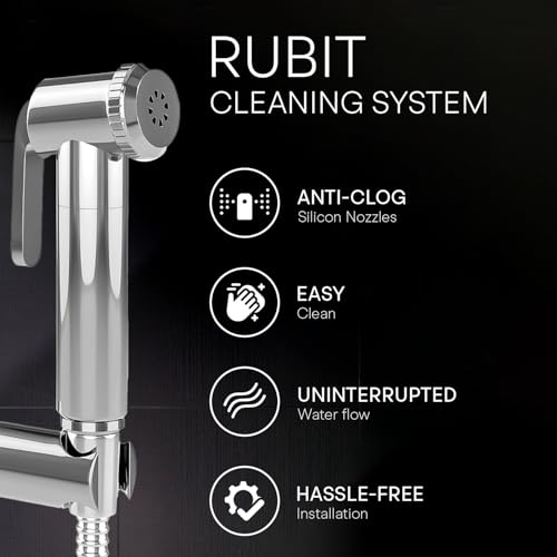 Image of Jaquar Hand Shower (Health Faucet) with 8mm Dia, 1-Meter Flexible Tube & Wall Hook - Durable, Easy-Install Bathroom Shower Head Replacement, Sliver, Chrome Finish