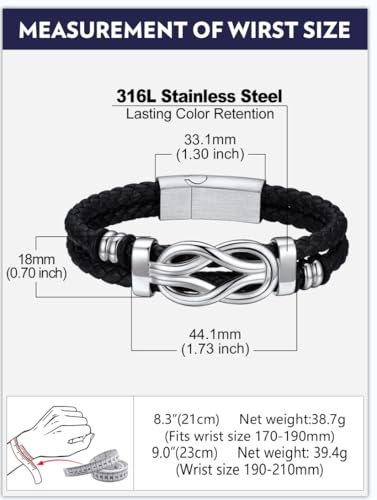 Pulsera Bandmax Infinity Love para Hombre Cuero Negro miniatura 6