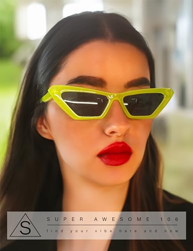 Womens Neon Pop Color 80s Squared Cat Eye Sunglasses2