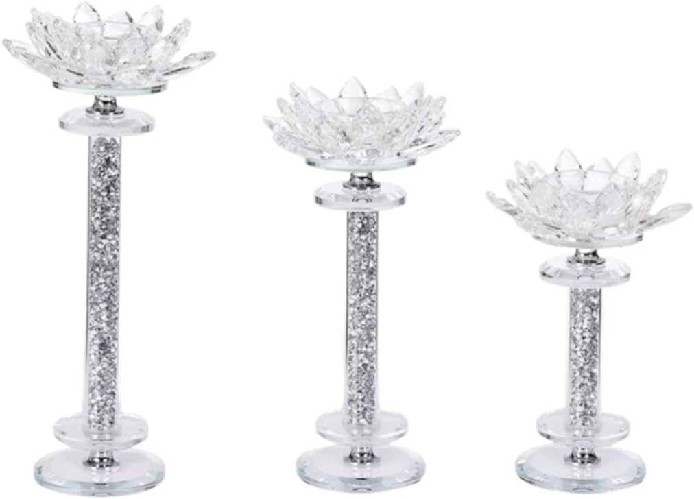 Kerzenständer-Set aus Glas, 3-teilig, Kristall