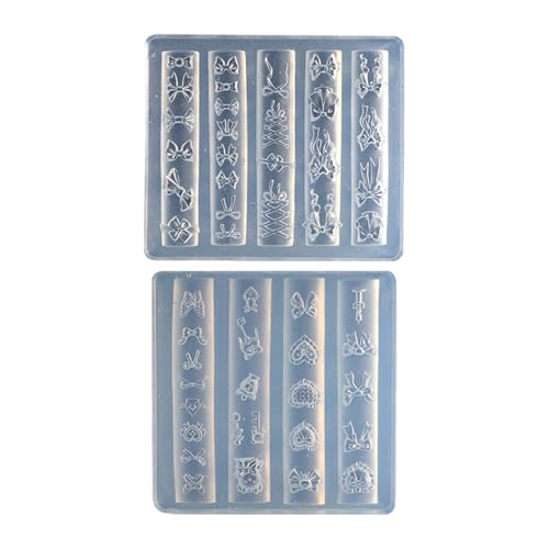 Paquete de 2 uñas multifuncionales con molde para peinar con temática de lazo, accesorios adecuados para accesorios, cinta de mejora