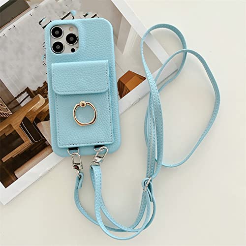 Étui en cuir avec bandoulière iPhone 13 Mini BSAPP Bleu