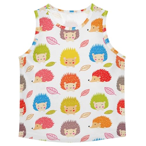 J JOYSAY Cartoon Hedgehog Leaves White Boys Tank Top Sleeveless Muscle Shirts Quick Dry Kids T-Shirts 3-15T
