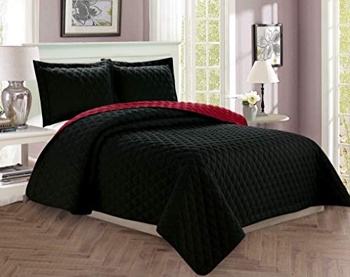 Elegant Comfort Luxury 3-Piece Bedspread Coverlet Diamond Design Quilted Set with Shams