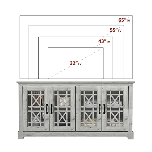 Galano Isadora Tv Stand For 50-65 Inch Tv - Home Entertainment Center- Storage Wooden Cabinet - Living Room Furniture - 4 Doors 2 Tiers Shelf Console - Easy Assembly - Mexican Grey #TOP3