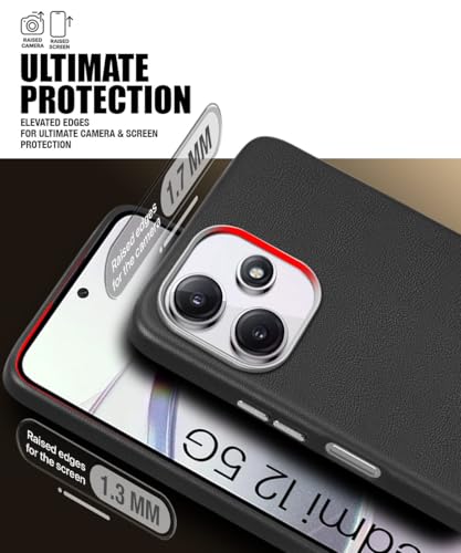 Image of WOW IMAGINE Leather Fabric Soft TPU Back Cover for Mi Redmi 12 5G | Redmi 12 4G | Poco M6 Pro 5G (Black)
