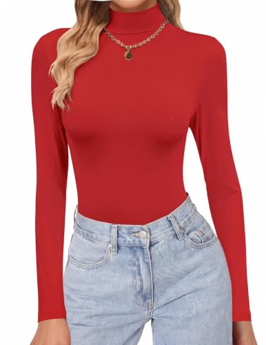 Image of Ekouaer Womens Turtleneck Shirts Long Sleeve Lightweight Fitted Thermal