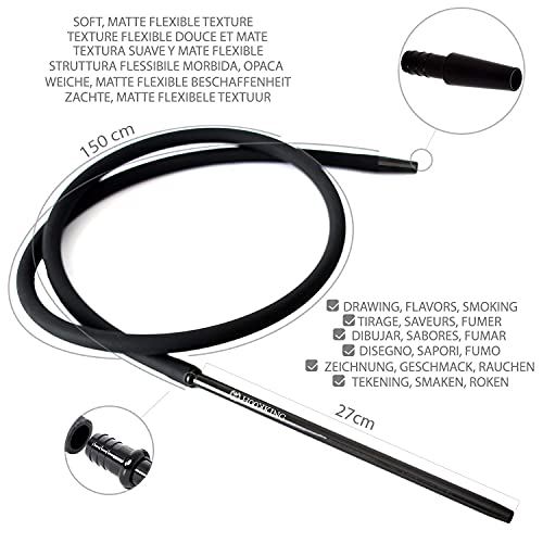 ROYAL SMOKING Shisha stylische chicha Wasserpfeife Design in Aluminium- und Acrylqualität 38cm Schwarz Schlauch Tonkopf… – Bild 6