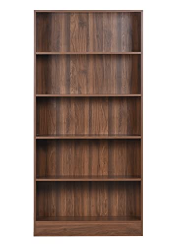 Image of DeckUp Muvo 5-Shelf Engineered Wood Book Shelf and Display Unit (Walnut, Matte Finish)