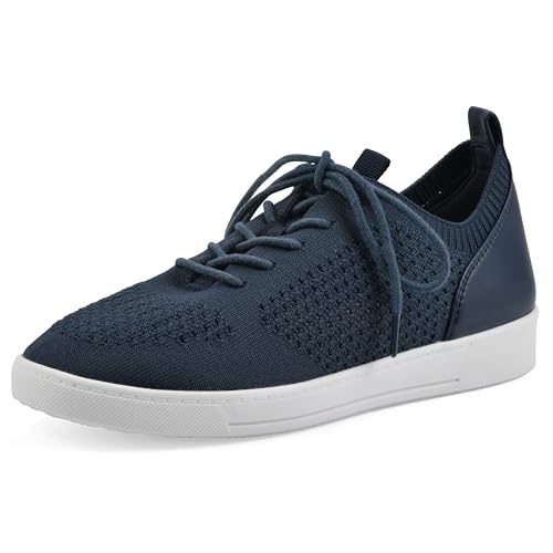 WHITE MOUNTAIN Women's Upscale Woven Knit Lace-Up Sneaker, Navy/Fabric, 11 M