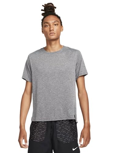Nike Men's Dri-FIT Run Division T-Shirt, Gray Black, US Large