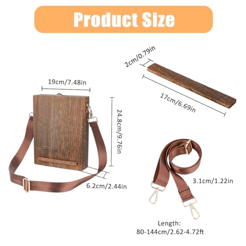 SUPERFINDINGS Writers Messenger Wood Box Tabletop Easel Box Painting Brush Tool Storage Cage Portable Storage Easel Box with Band for Outdoor Painting Drawing Sketching Writing - Image 2