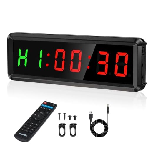 Seesii LED Programmable Crossfit Interval Timers with Remote, 1.5" High Character Gym Timer, Tabata, Stopwatch, Count Up/Down, USB cable Supports Indoor and Outdoor Fitness
