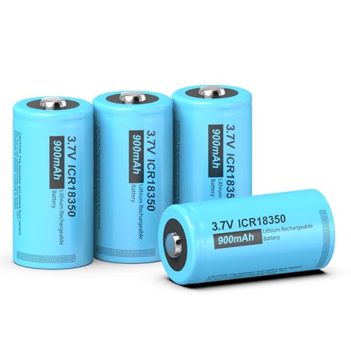 PKCELL 4-Count 900mAh ICR18350 3.7V Rechargeable