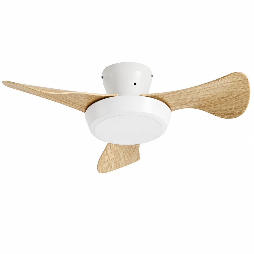 Ventilador de Techo Pequeño con Luz LED Integrada 18W – Ø63,5 cm, 3 Aspas, Luz Regulable 3000K–6500K, 3 Velocidades, Mando a Distancia, Función Memoria y Temporizador, para Habitaciones Pequeñas