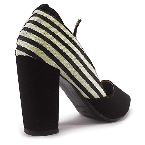 Scarpin Zhaceci Salto Alto Bloco de Listra Preto