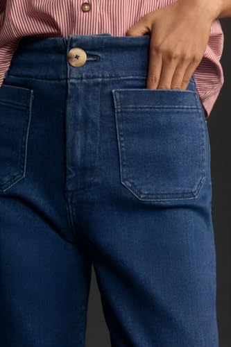 Women's High Waist Baggy Cuffed Jeans Straight Wide Leg Cropped Denim Pants Casual Vintage Elastic Jean Bottoms2