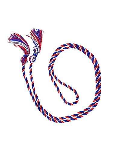 Image of USA Military Graduation Honor Cords - 68 inch Length - Classic Color Combo of Red, White & Blue - Secure Knotted Tassel Ends - Ideal Gift - One Size Fits All