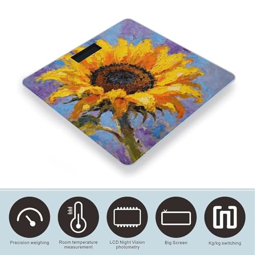 Báscula digital de baño Yellow Sunflower con pantalla LCD miniatura 3