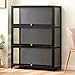 CHZIMADE Glass Display Cabinet 3 Shelf with Acrylic Glass Door 80 x 33 x 106cm Floor Standing Clear Showcase for Collectibles Trophy Books