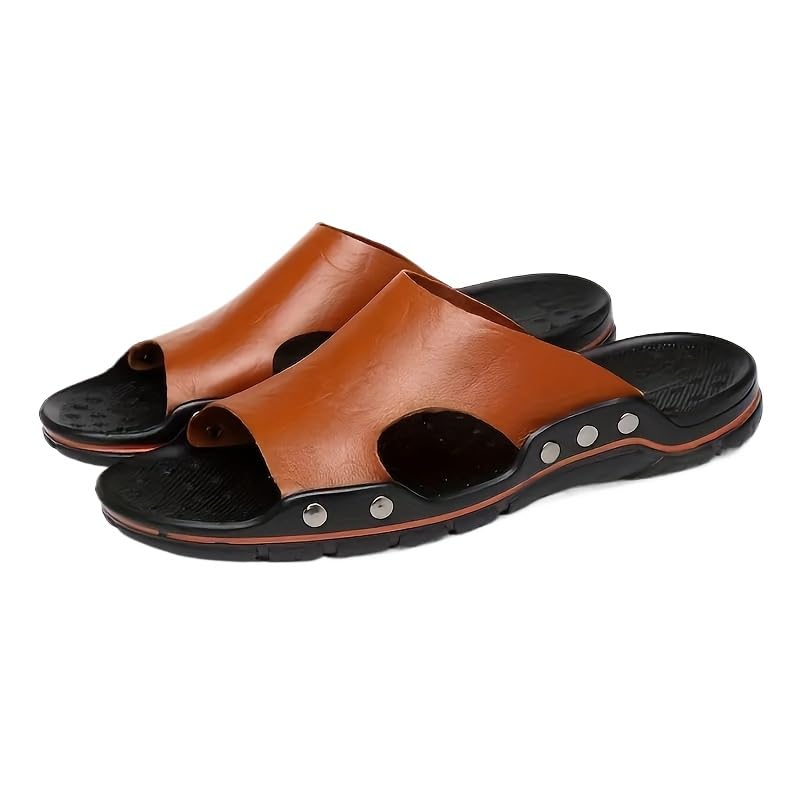 Men's Fashion Slide Sandals - Versatile for Indoor & Outdoor, Casual Street Style, Men's slippers All-Season Wear - For Casual Outings, Beach & Pool