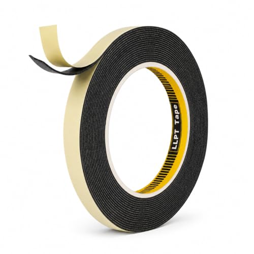 Image of LLPT Double Sided Foam Tape 1 /2 inch x 18 Ft Black | Heavy Duty, Strong Bonding, Waterproof, Weather Resistant for Banners Posters Alarm Sensors LED Strips and Home Office Decor