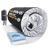 Memory Foam Camping Mattress 2.5 inch, Kids Portable Roll Up Camping Sleep Topper with Waterproof and Non-Slip Bottom, Camping Car Mat with Travel Bag, 63'×26'×2.5', Grey