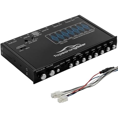 TOPSTRONGGEAR TSG7EQ 7-Band Car Audio Graphic Equalizer with Front 3.5mm Aux Input, High Voltage RCA Outputs and High Level Speaker Inputs Cover