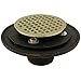 Jones Stephens 2" No Hub Shower/Floor Drain with 6-1/2" Pan and 4" Polished Brass Cast Round Strainer