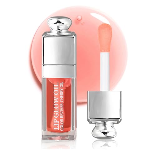 Gege bear Hydrating Lip Glow Oil, Moisturizing Plumper Lip Gloss, Transparent Plumping Balm, Tinted Balm Care 0.2 OZ - 001 PINK