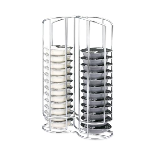 Fackelmann Soporte Porta Cápsulas Tassimo, Capacidad 32 Cápsulas de Café, Soporte de Acero Vertical para Cápsulas de Café, Organizador Cápsulas, 1 ud. 18x27 cm.