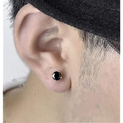 Mens Black Earrings Black Onyx studs 925 Sterling Silver Black earrings for Men Women Medium mens studs Round Mens Stud Earrings 7mm Mens Jewelry Faceted Studs