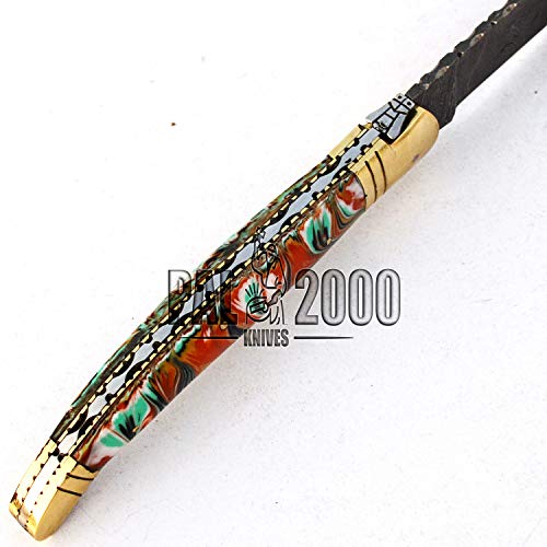 Pal 2000 Knives Hulk 12.4 Inches, Resin Sheet Handle Pocket Knife, Handmade Damascus Steel Folding Knife - 9890 #TOP5