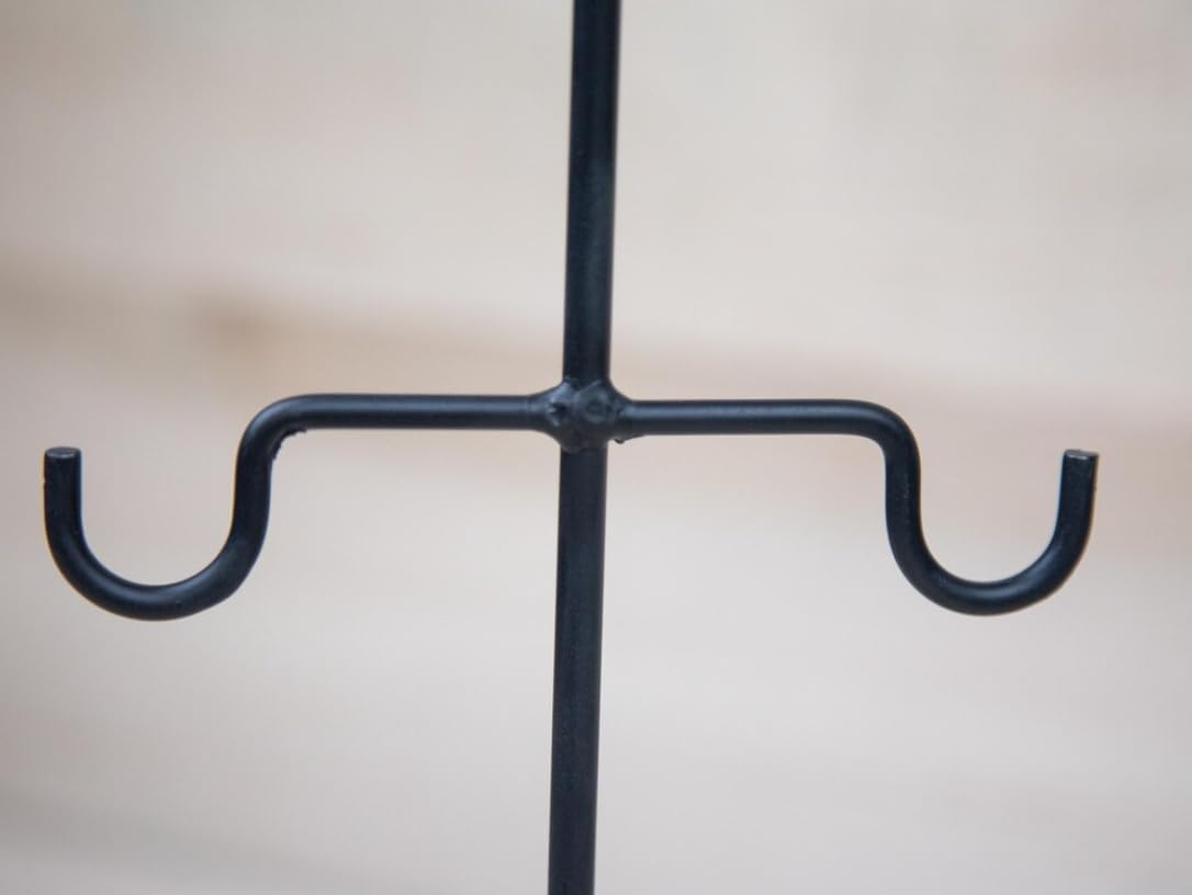 Wrought Iron Mug Tree for Countertop - Rustic Freestanding Coffee Cup Rack & Decorative Teacup Holder - Farmhouse Coffee Bar Kitchen Organizer Holds 4 Mugs