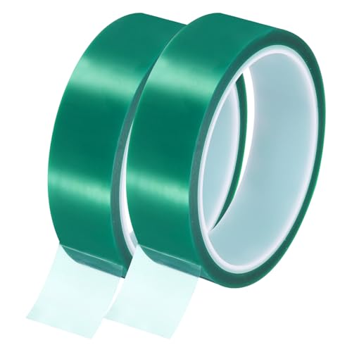 Image of uxcell Green Heat Tape, 2 Rolls 25mmx33m 108ft High Temperature Heat Resistant Tape for Sublimation,Heat Vinyl Press,Heat Transfer, Circuit Board, No Residue