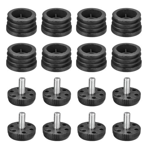 Image of uxcell 8Pcs Inserts for Round Tubes with Leveling Feet, for 35mm /1.38 inch OD Round Tube, M8-1.25mm Thread Black Plastic Furniture Chair Blanking End Caps Insert Plugs