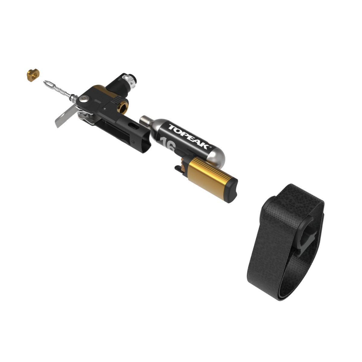 Topeak Tubi Master+ Reparaturset aus Stahl und Aluminium in der Farbe Schwarz-Gold, Maße: 2,3cm x 6,8cm x 12cm, 15400076