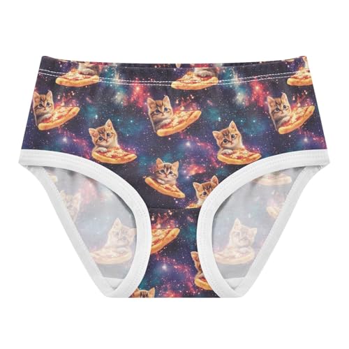 Girls Underwear Soft Cotton Cats Pizza Kids Panties in Sizes 2/3t, 4t, 5t, 6 and 8