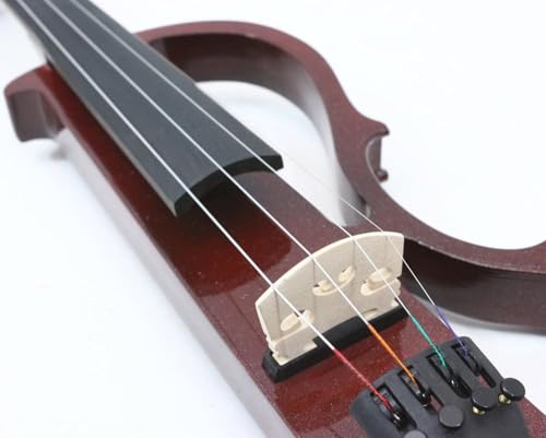 Image of Vetimobato Electric Violin 4 /4 Full Size Solid Wood Silent Violin Set for Adults Beginner Practice Electric Fiddle with Ebony Fittings Hard Case & Bow(4 String Burgundy)