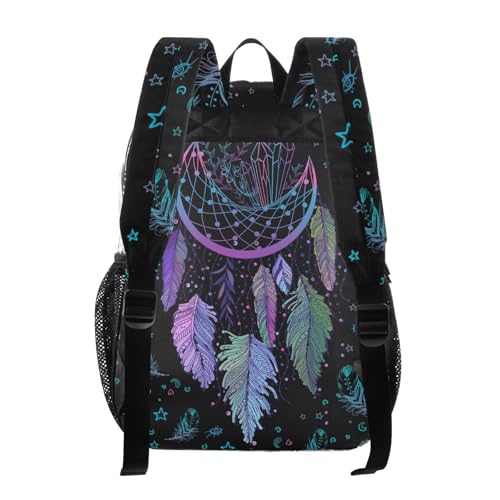 Dreamcatcher Print Clear Backpack Lightweight Large Capacity See Through Bookbag Transparent Daypack Bag, 12L3