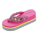 Hausschuhe Damen Damen Mode Casual Crystal Wedges Plattformen Flip Flop Schuhe (37,Pink)