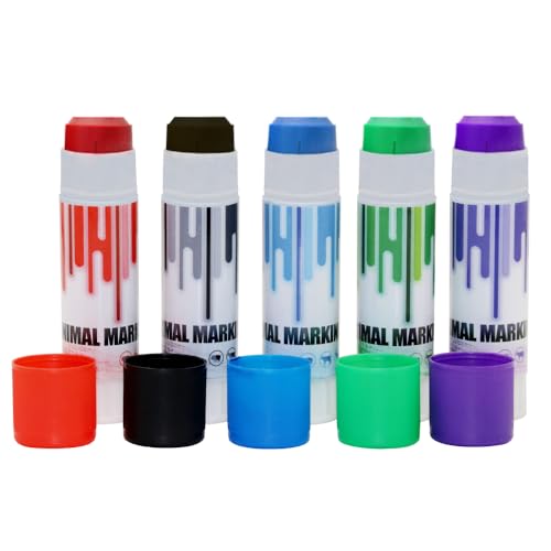 Marqueurs pour bétail en lot de 5 couleurs vives haute visibilité