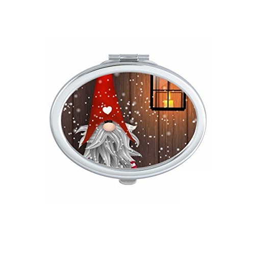 Miroir de poche Père Noël et flocon de neige dessin mignon ovale compact