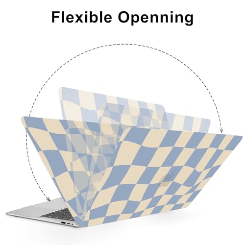 Image of AKIT for MacBook Air 15 inch Case M5 M4 M3 M2 2026-2023, Blue Checkboard | A3448 A3241 A3114 A2941, Funny Unique Pattern Hard Shell Laptop Case+Keyboard Cover+Screen Protector for Mac Air 15 inch