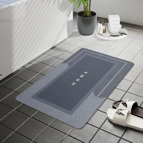 HERA BEAUTY Absorbent Bath Mat, Blue 27.5" x 17"