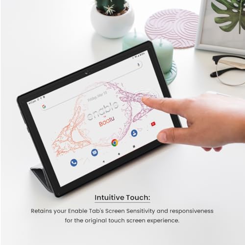 Image of Baatu Enable Tab (10'1 Display) All-in-One Combo | Parental Control Tablet for Children | Space Grey Tablet with Dual Speakers, 4G Calling + Black Smart Flip Cover + Crystal Clear Display Guard