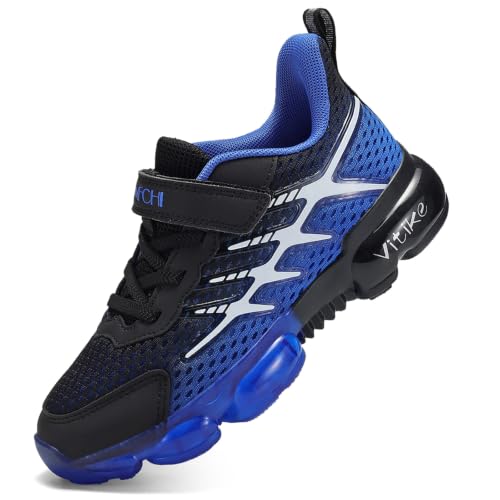 JMFCHI Kinder Sneakers Jungen Turnschuhe Sportschuhe Mädchen Laufschuhe Mesh Atmungsaktiv Freizeit Hallenschuhe Blau gr 35