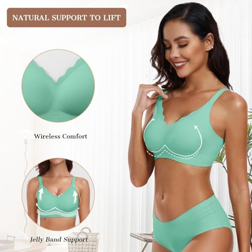 Image of OEAK Womens Wireless Jelly Bras Push Up Bralette Full Coverage No Underwire Bra Comfortable Everyday Seamless Tshirt Bras