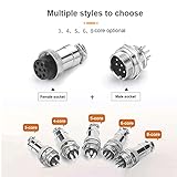 Aiqeer 10 Pcs GX16 Aviation Connector Set, 16 mm Thread Panel Metal Aviation Cable Connector, 5A Male Female Aviation Connector Plug Socket Kit, with Rubber Cap (3 Pin/4 Pin/5 Pin/6 Pin/8 Pin) - Image 5